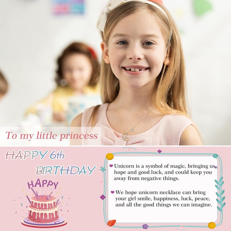 Hidepoo Birthday Unicorns Gifts for Girls - Unicorn Necklace Birthday Gift for 3-16 Year Old Girl Colorful CZ Heart Pendant Unicorn Necklace for Girls Gifts Jewelry - Image 2